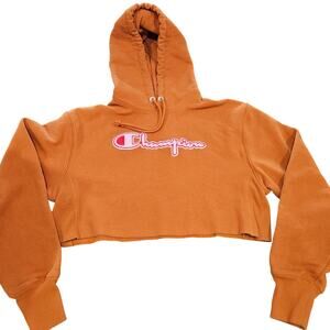Champion Orange Cropped Hoodie Pink Red White Size Small Retro Y2K Vintage